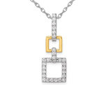 1/2 Carat (ctw) Lab-Grown Diamond Square Dangle Pendant Necklace in 14K White Gold with Chain